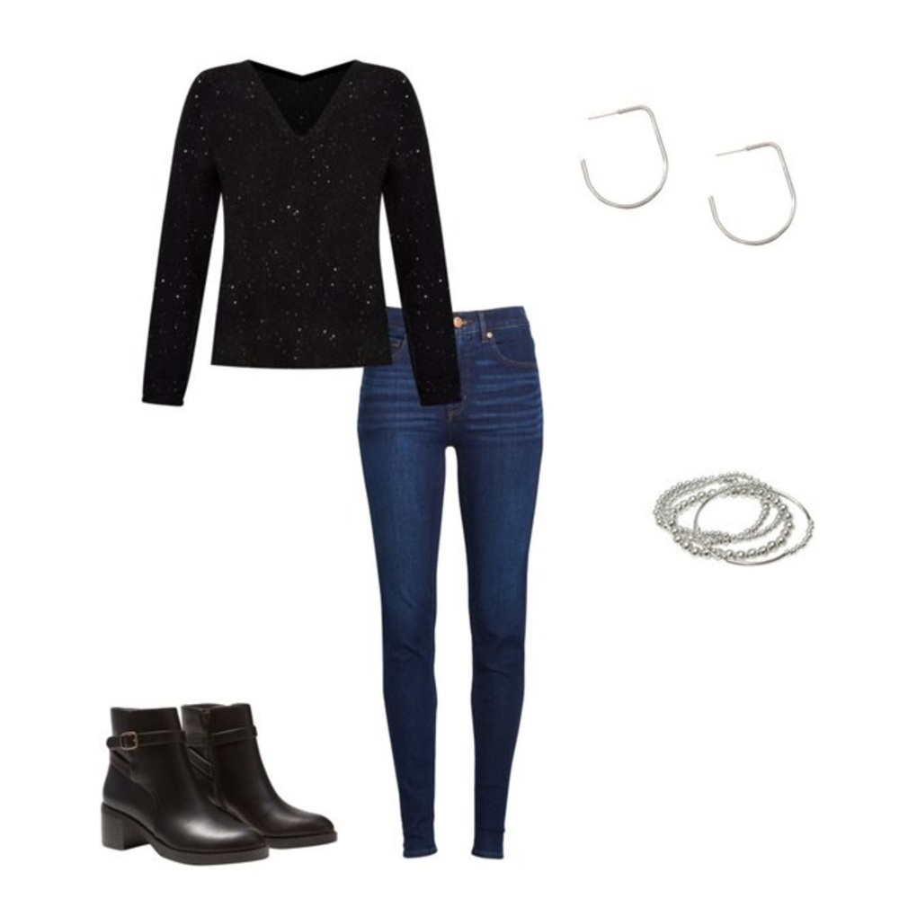 Sequin Double V-Neck Sweater - Picture 2 of 3